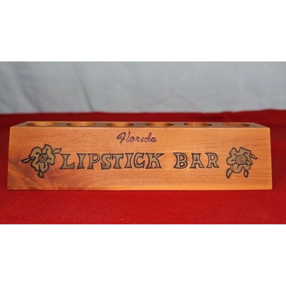 Lipstick Holder FLORIDA Bar Lip Balm Caddy Wood Vintage Souvenir Display